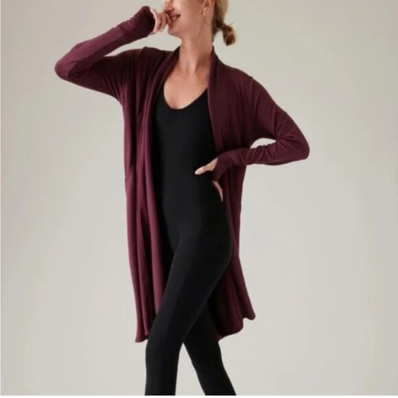 Pranayama Athleta Long Wrap Sweatshirt Cardigan | Medium | NWOT - Picture 2 of 10